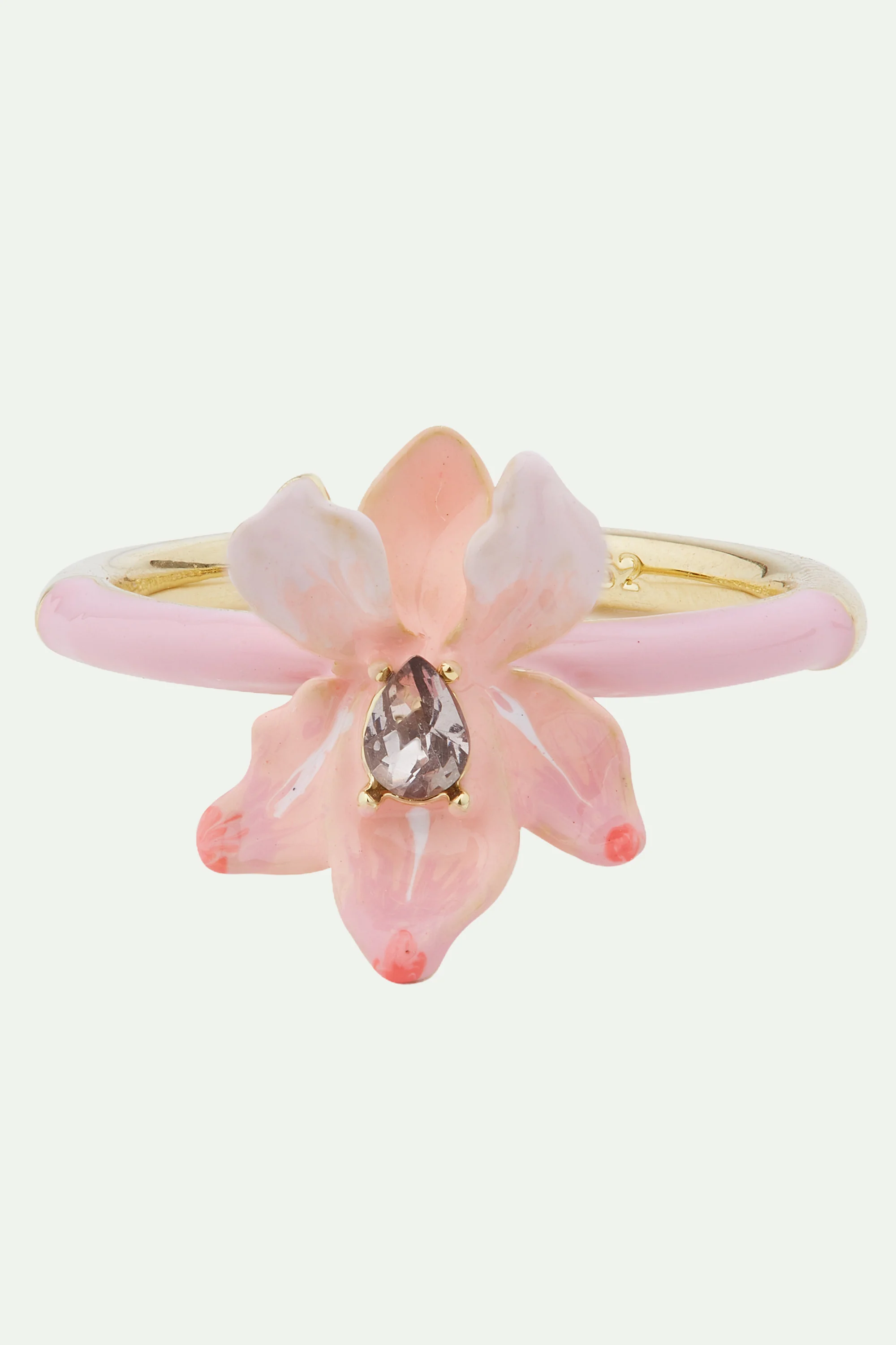Bague Iris rose poudré et cristal - Image 3