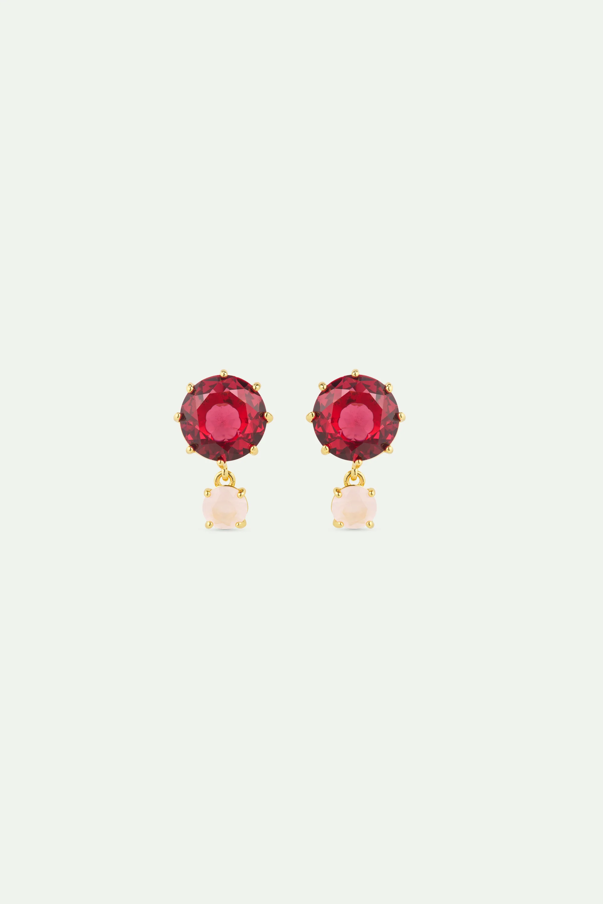 Boucles d'oreilles deux pierres La Diamantine Rosa Centifolia