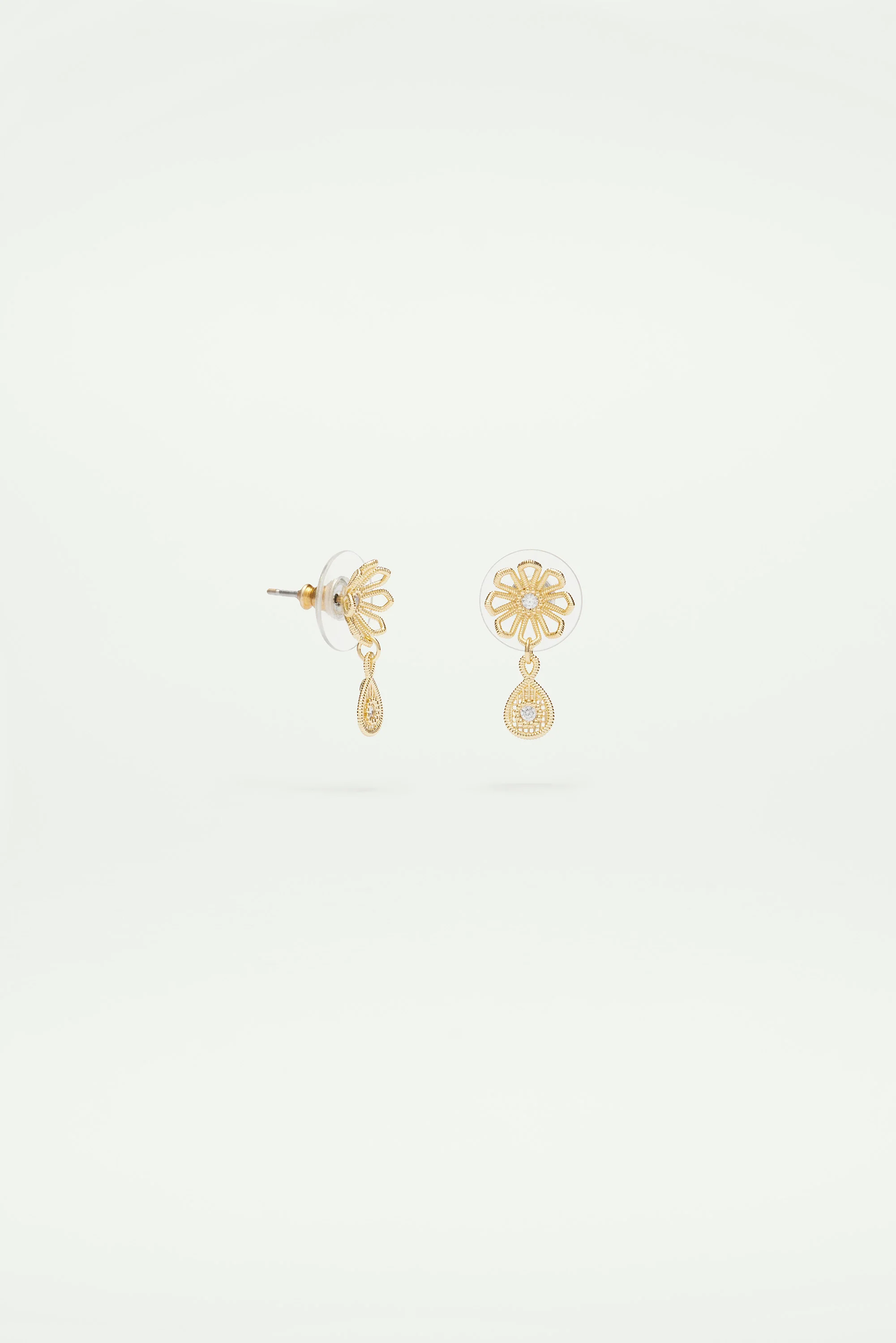 Boucles d'oreilles fleur fil d'or - Image 2