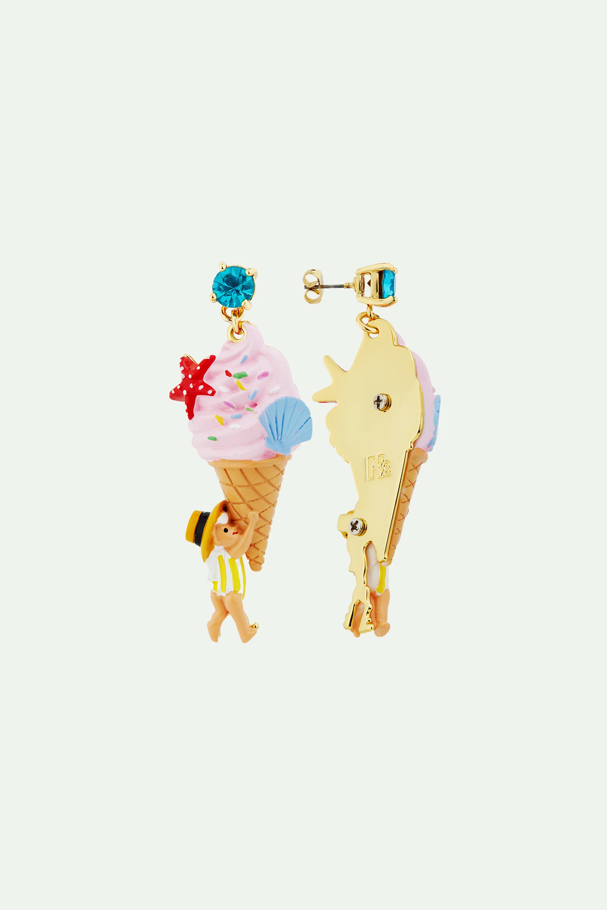 Boucles d'oreilles glace à l'italienne, coquillage et nain de jardin - Image 3