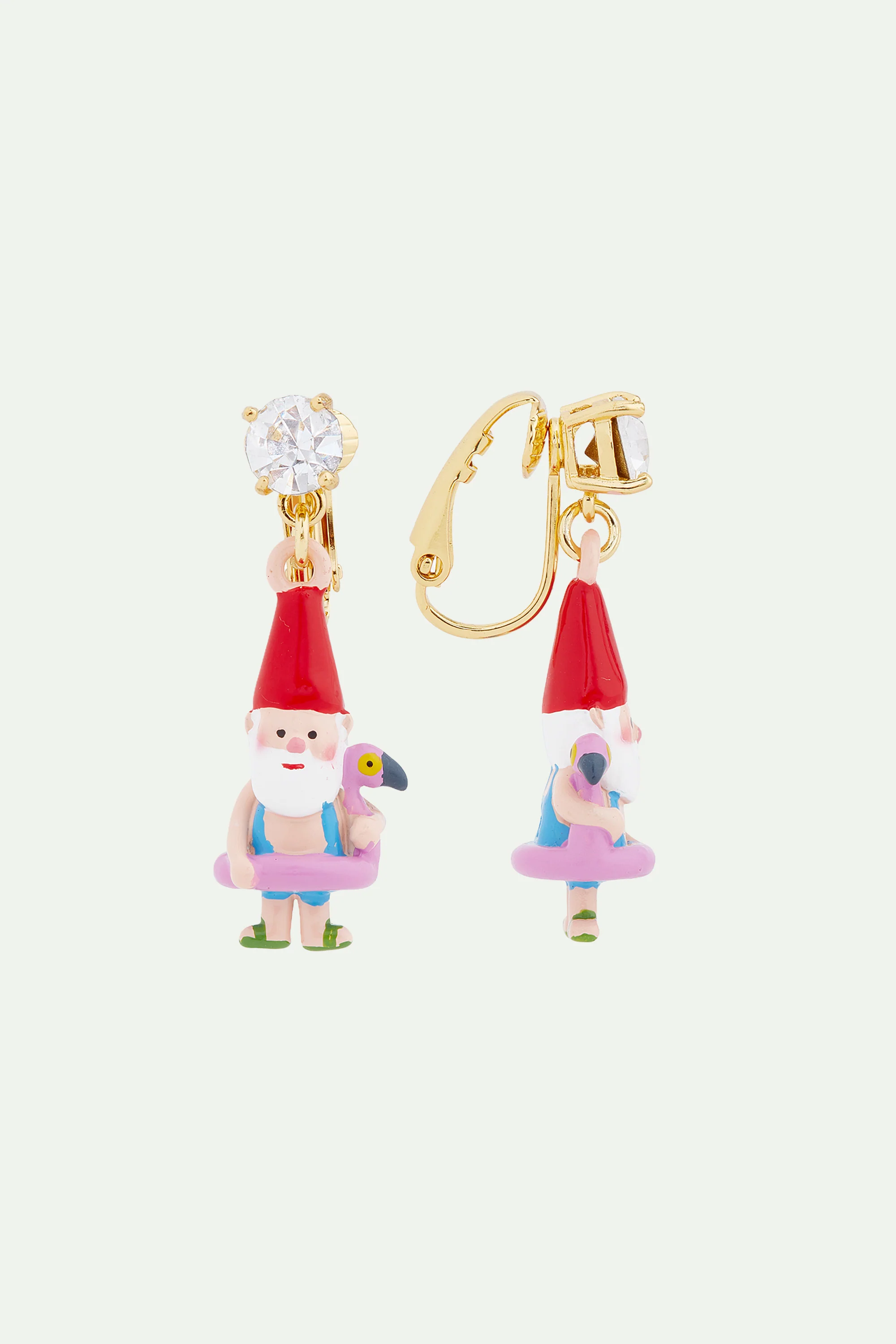 Boucles d'oreilles nain de jardin et bouée flamant rose - Image 4