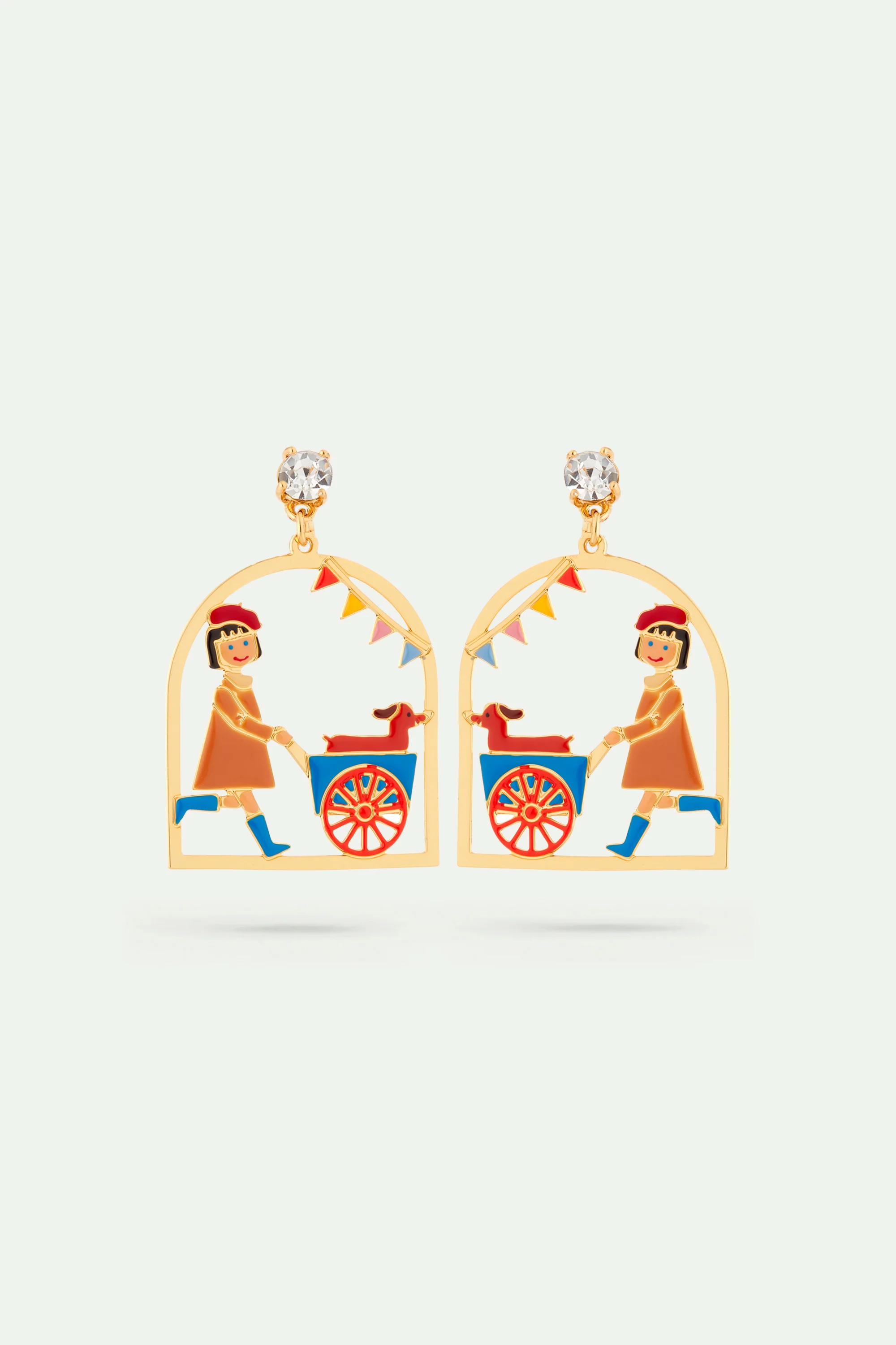 Boucles d'oreilles petite fille et teckel à la fête foraine