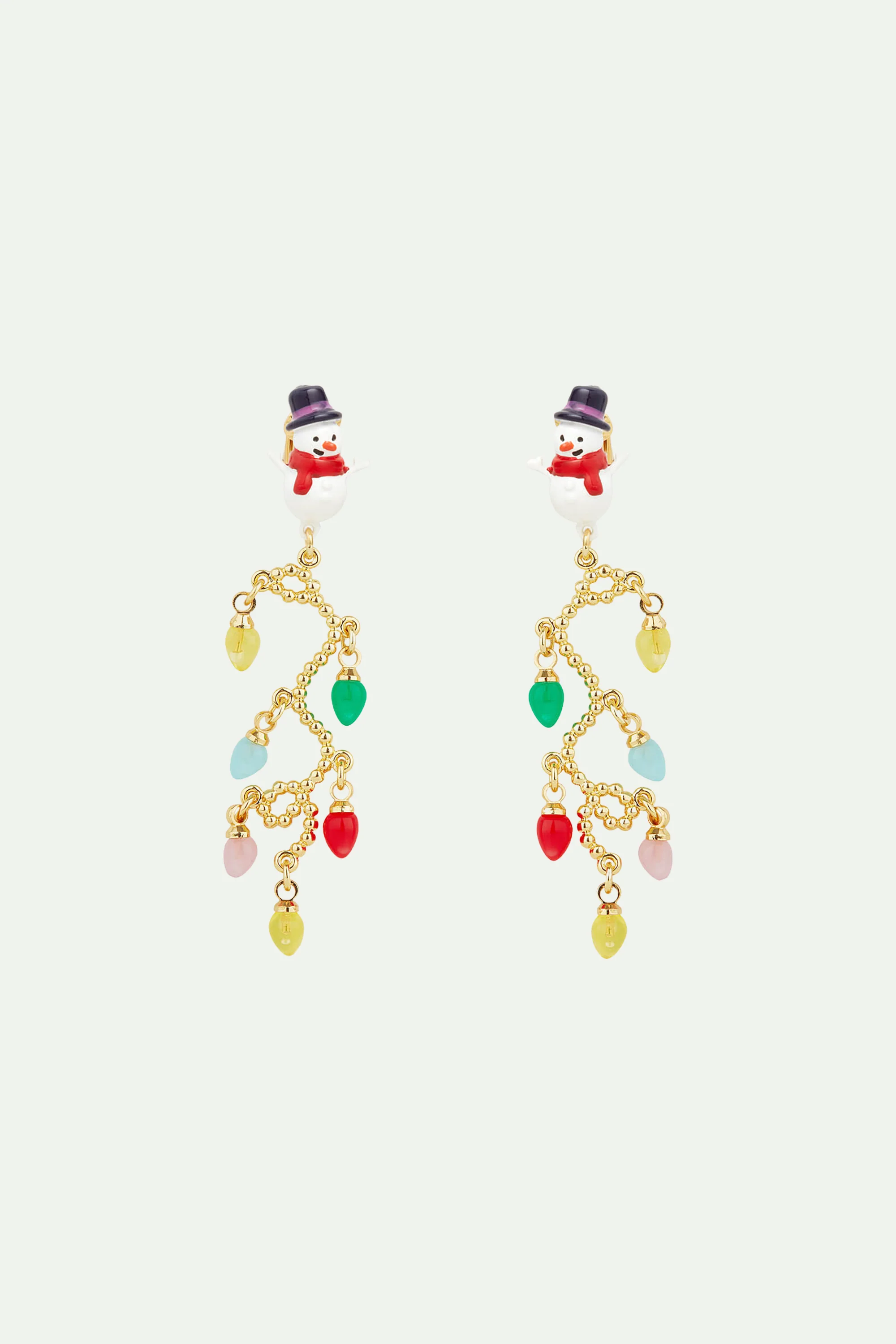 Boucles d'Oreilles Tiges Bonhomme de Neige et Guirlandes