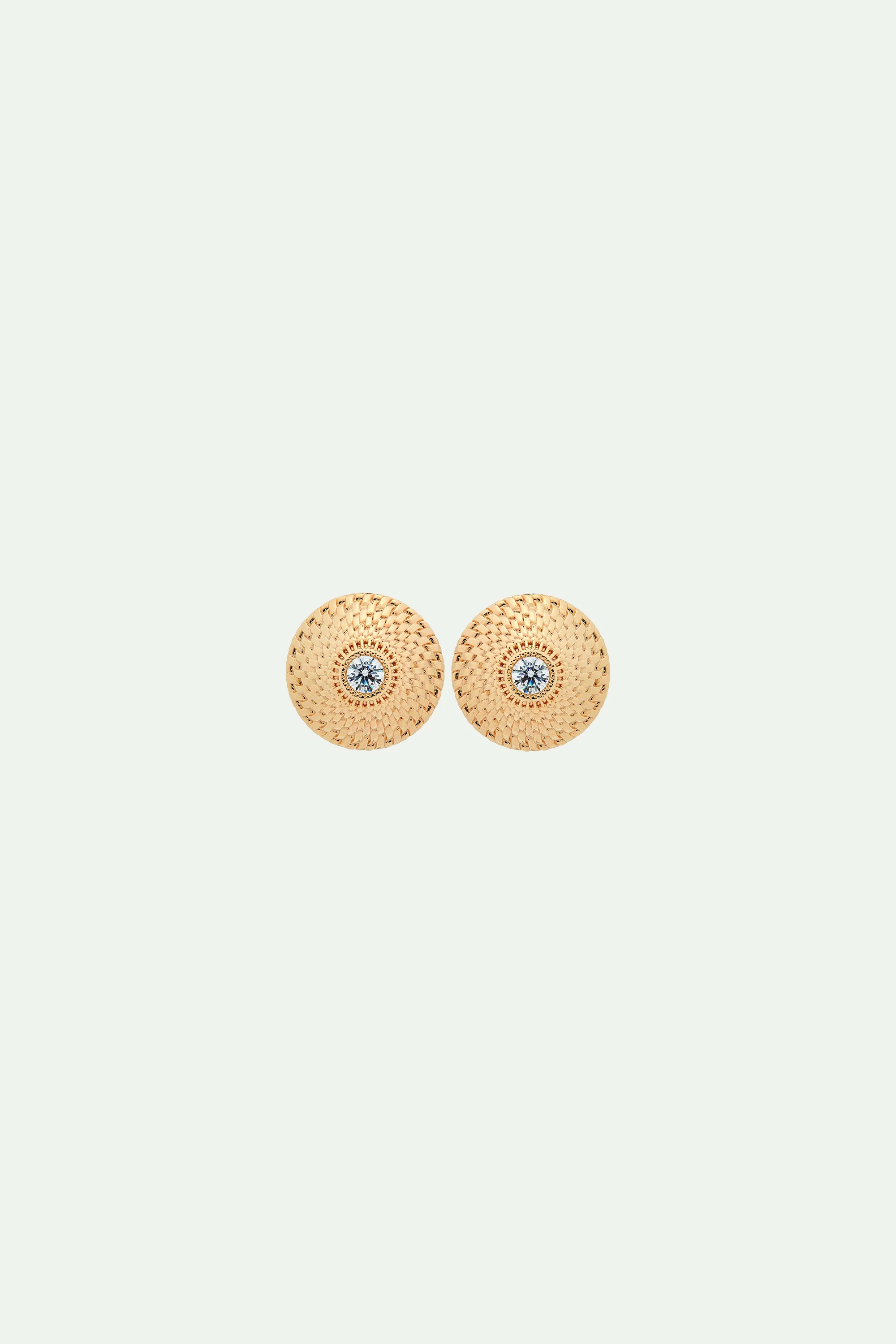 Boucles d'oreilles tiges disques osier du vanier