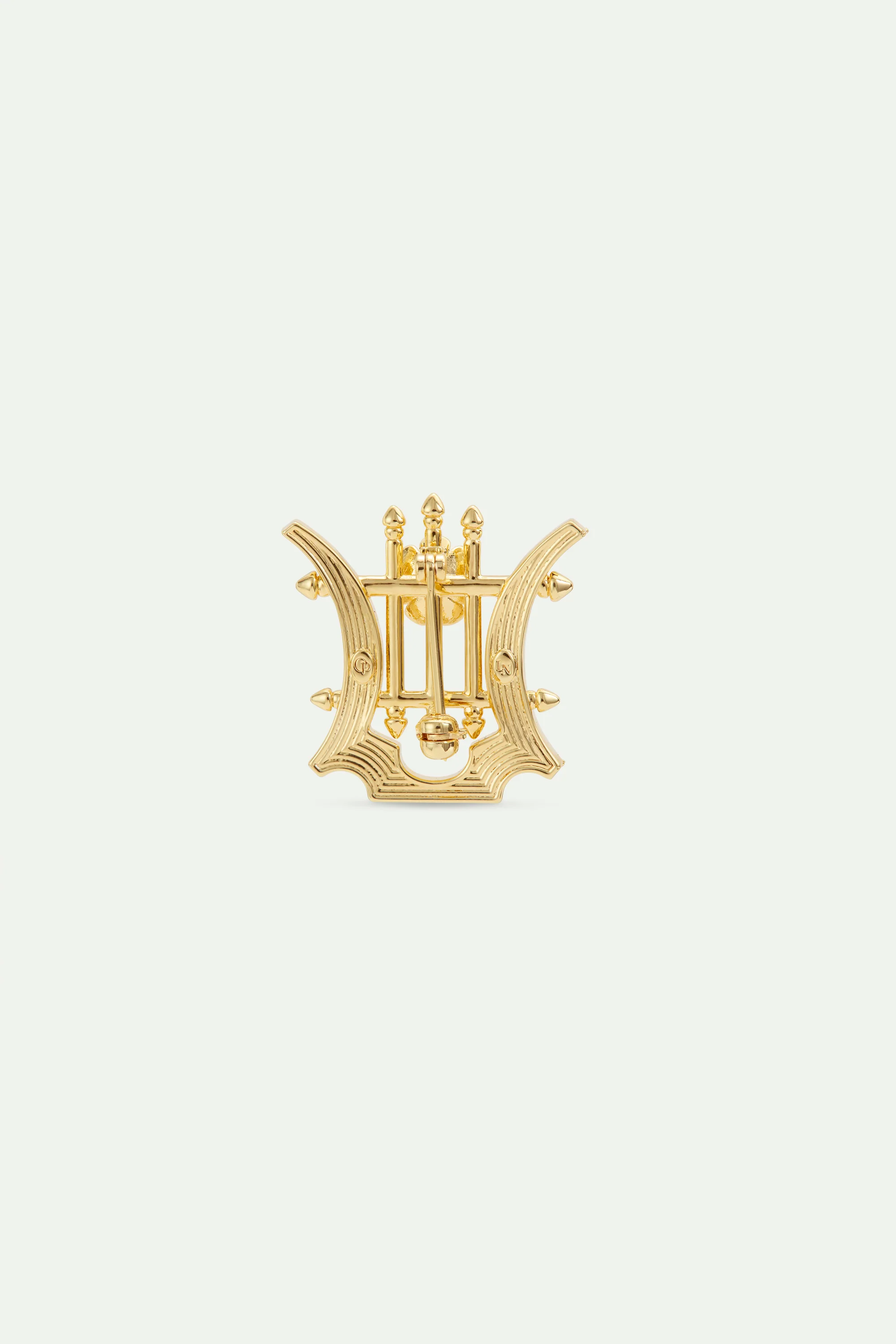 Broche Lyre dorée et cristaux - Image 2