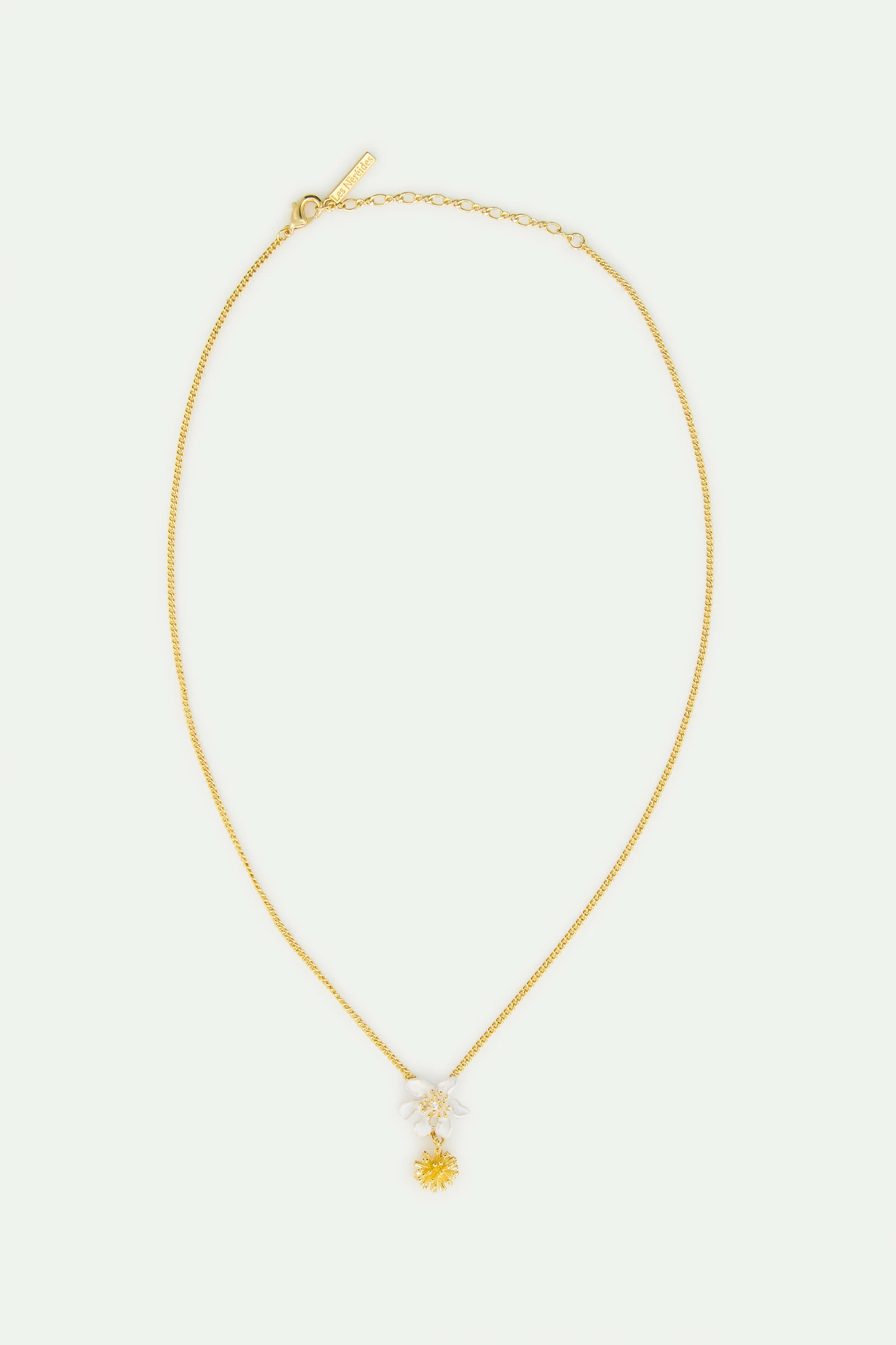 Collier grande fleur de clématite blanche et corête du japon - Image 3