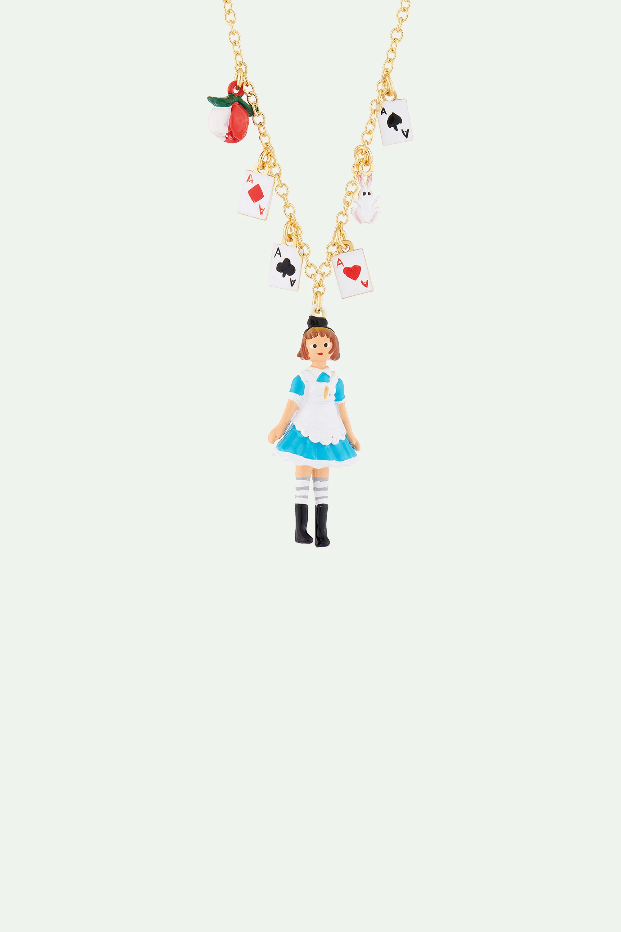 Collier pendentif alice et jeu de carte