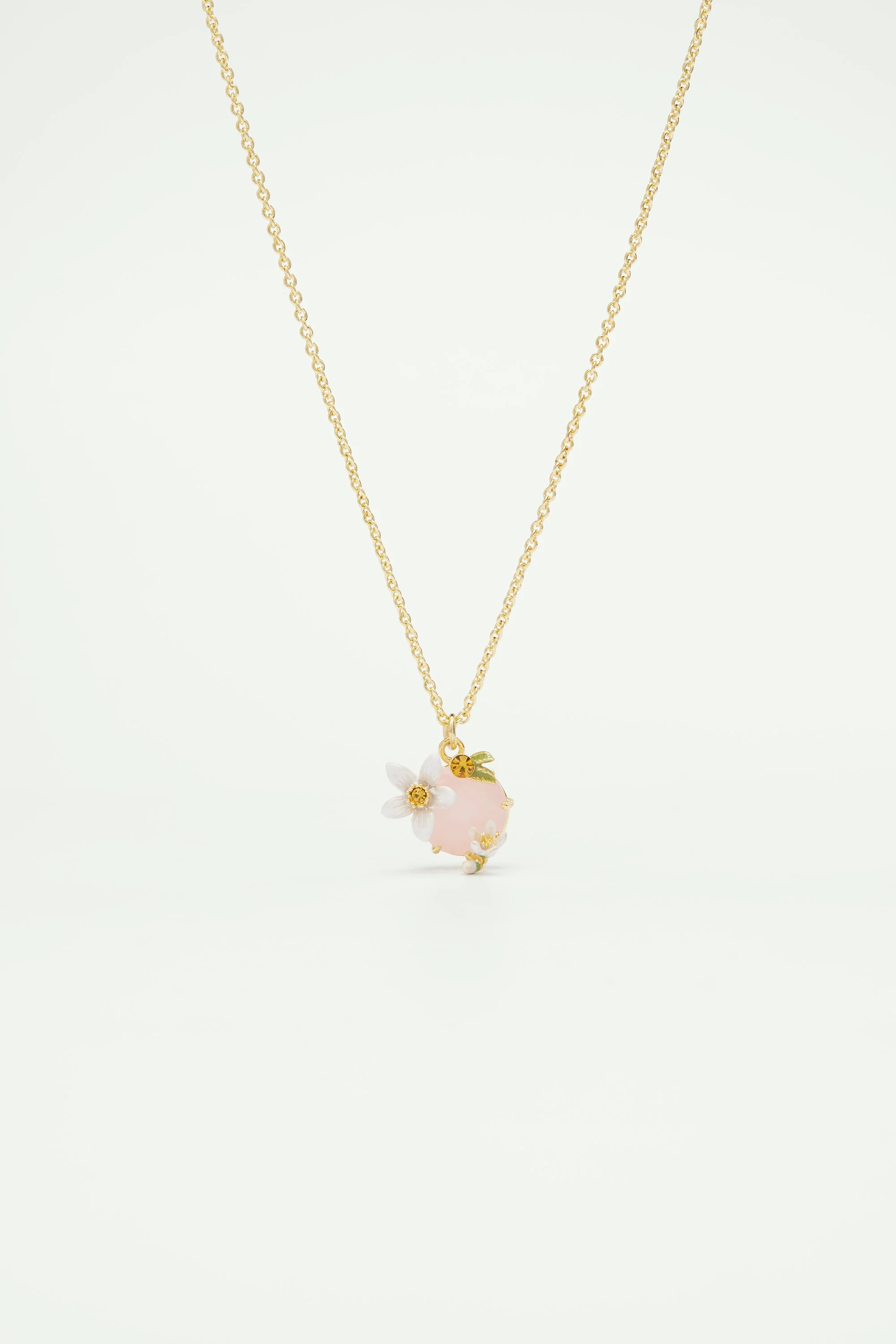 Collier pendentif Fleurs d'oranger et verre facetté