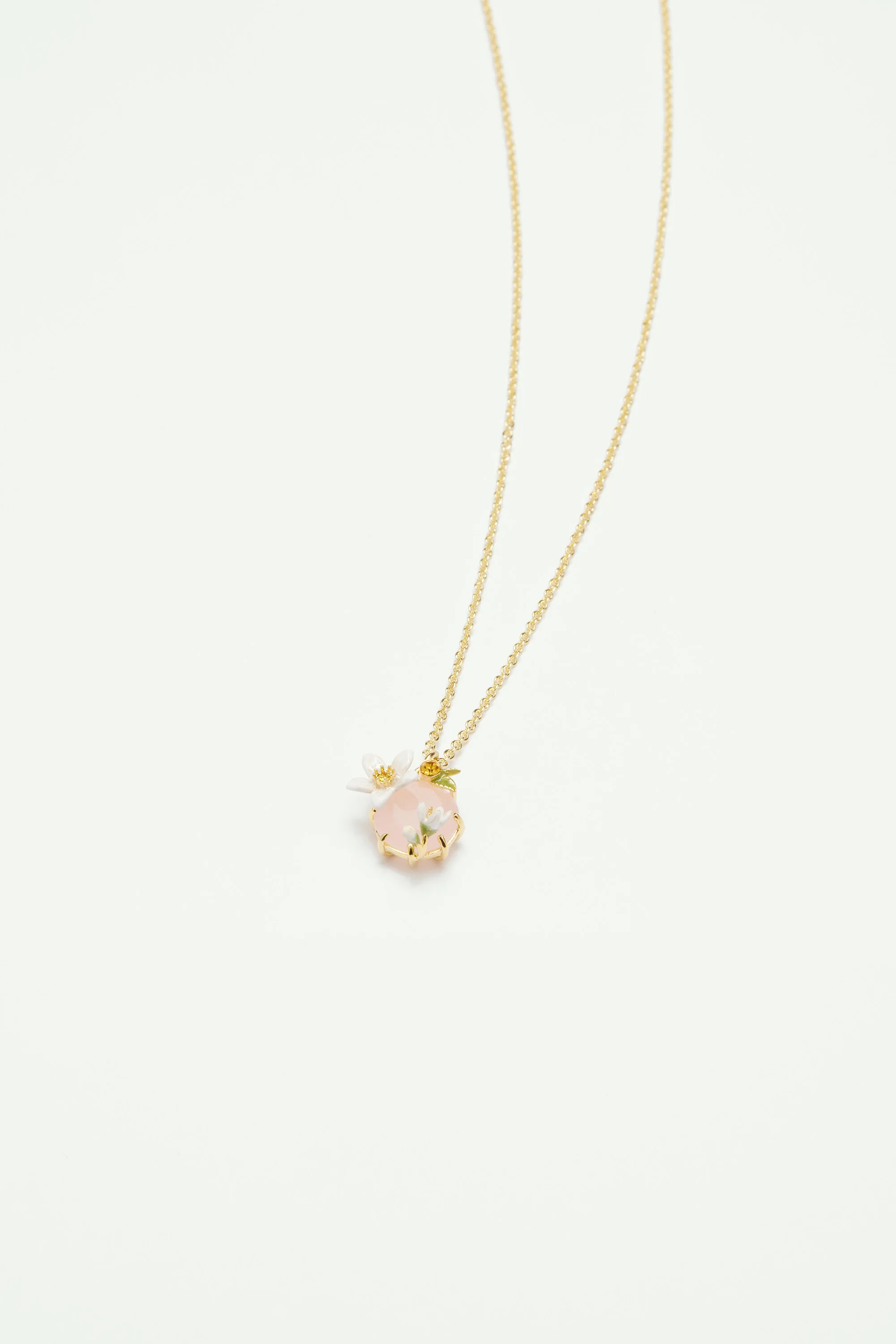 Collier pendentif Fleurs d'oranger et verre facetté - Image 2