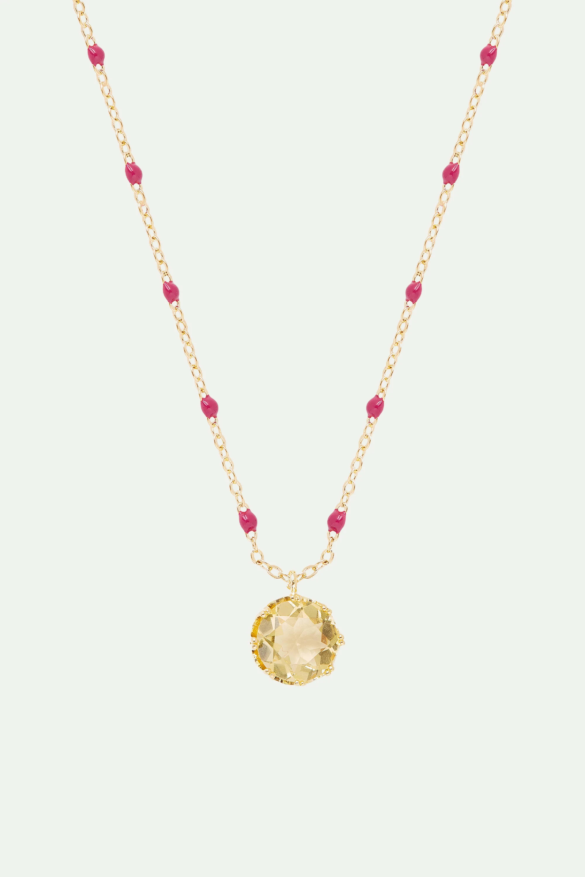 Collier pendentif pierre ronde jaune