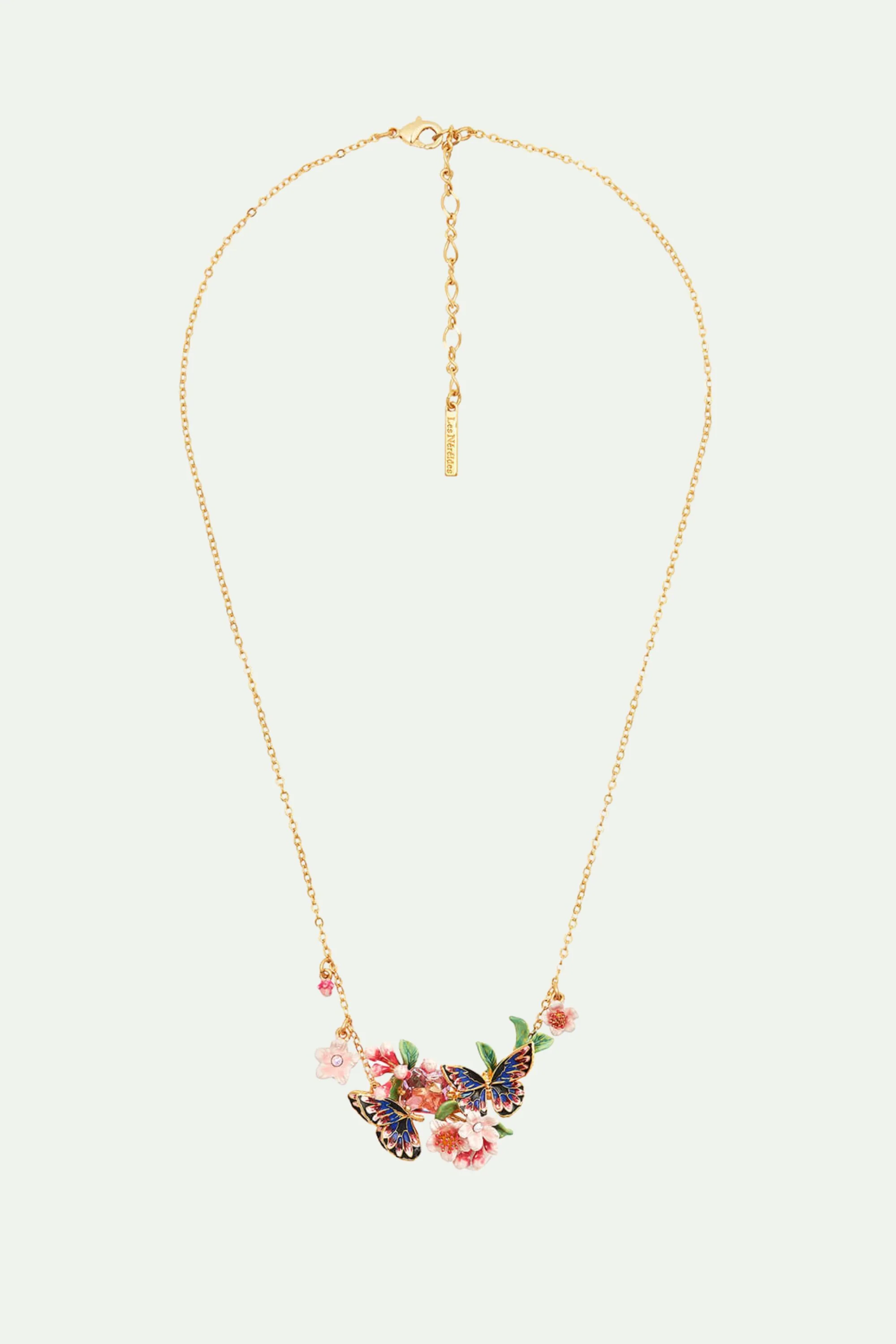 Collier plastron double papillon du japon et fleurs de cerisier - Image 2